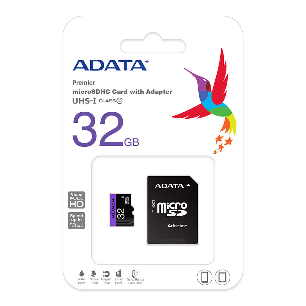 Memoria MicroSDHC ADATA 32GB Clase 10 con Adaptador SD AUSDH32GUICL10A