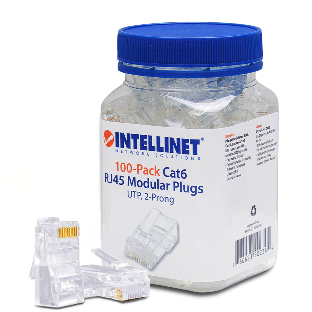 Conectores RJ45 Cat6 Intellinet Bote 100 Piezas