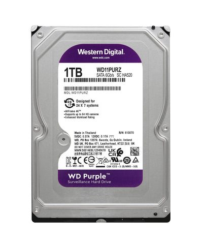 Disco Duro WD Purple 1TB WD11PURZ 3.5" SATA III 5400RPM 64MB para Videovigilancia