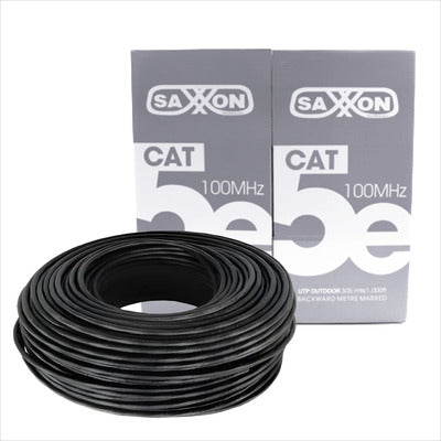 Bobina Cable UTP Cat5e Exterior 100m Cobre Saxxon OUTPCAT5ECOPEXT Negro