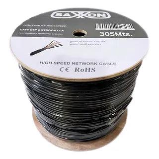 Bobina Cable UTP Cat6 CCA 305m Exterior Negro Saxxon OUTPCAT6CCAEXT