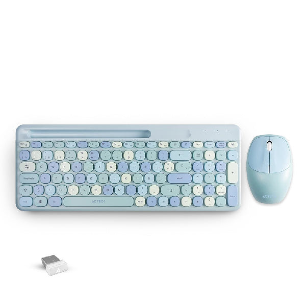 Kit de Teclado y Mouse Acteck Creator Chic Colors MK470, Inalámbrico, USB, Azul