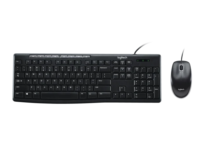 Kit de Teclado y Mouse Logitech MK200, USB, Negro