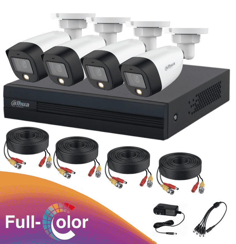 Kit CCTV 4 Cámaras Full Color 2MP Dahua FULLCOLORKIT DVR 4 Canales WizSense