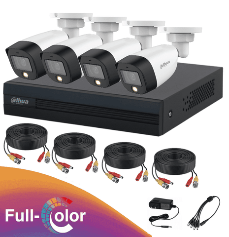 Kit CCTV 4 Cámaras Full Color 2MP Dahua FULLCOLORKIT DVR 4 Canales WizSense