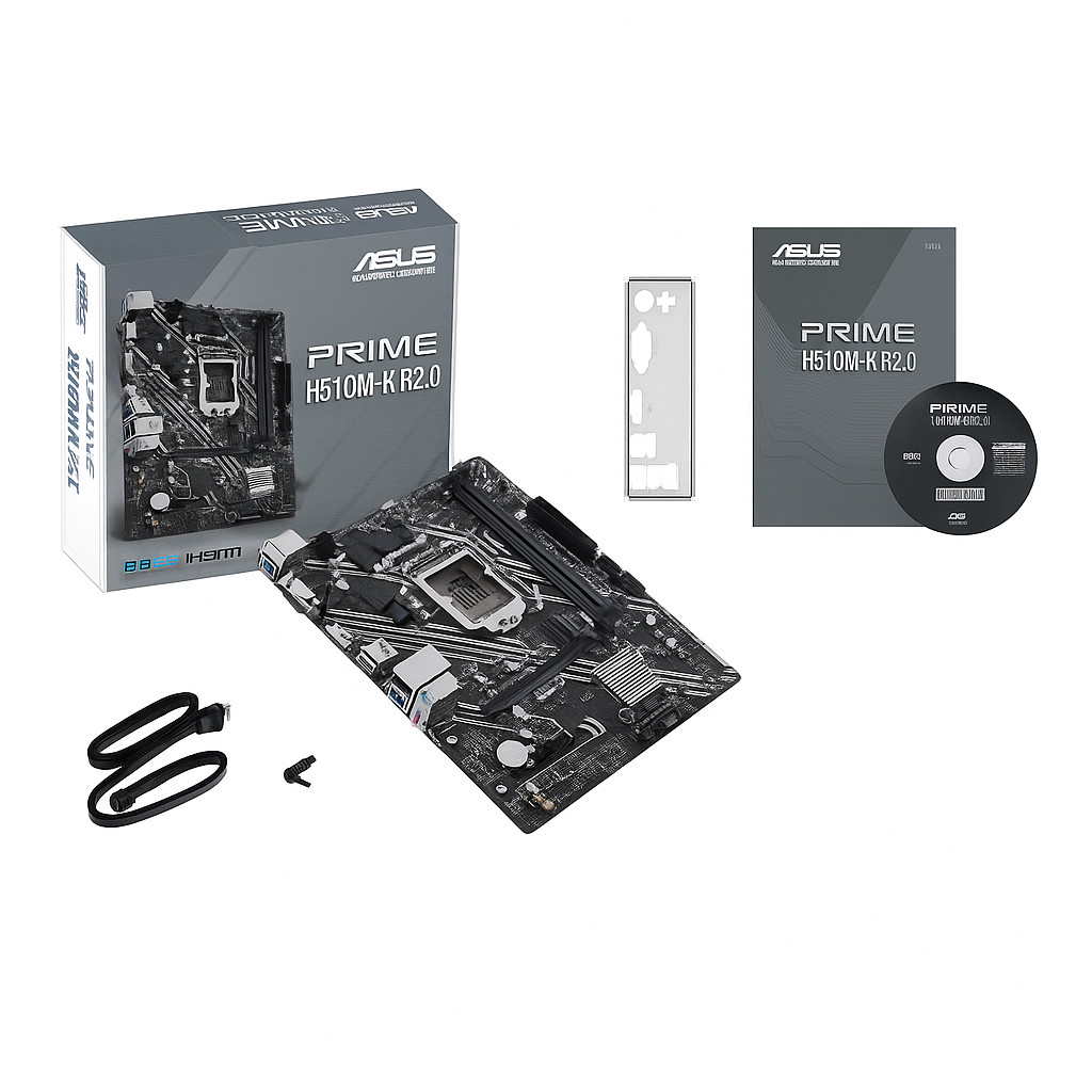 ASUS PRIME H510M-K R2.0 Tarjeta Madre Micro-ATX LGA1200, DDR4, PCIe 4.0, SATA, USB 3.2 – Motherboard para Intel
