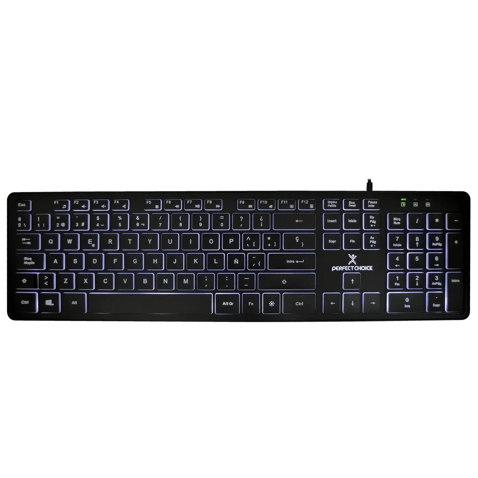 Teclado Perfect Choice Slim Iluminación Backlight, PC-201304, Alámbrico LED
