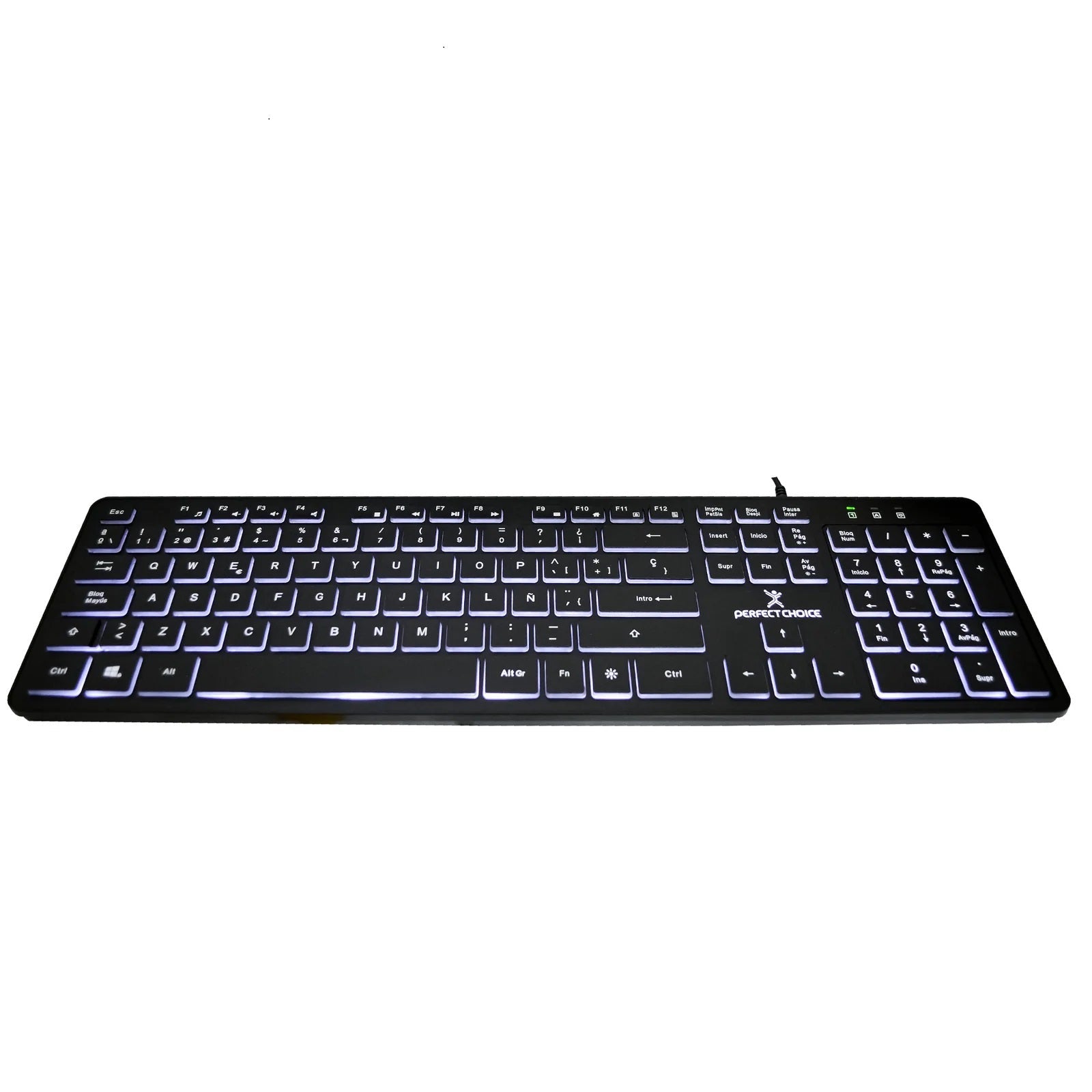 Teclado Perfect Choice Slim Iluminación Backlight, PC-201304, Alámbrico LED