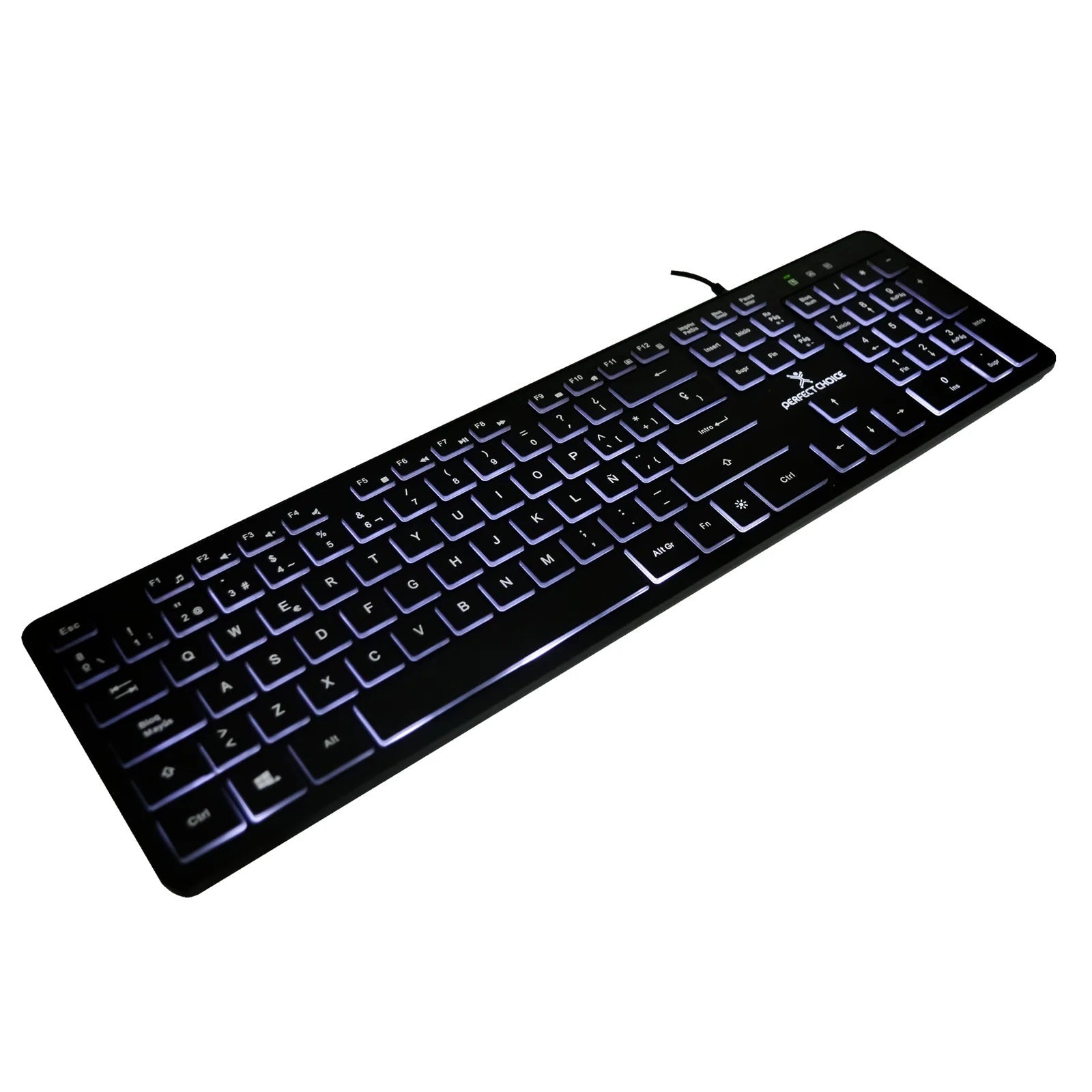 Teclado Perfect Choice Slim Iluminación Backlight, PC-201304, Alámbrico LED